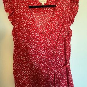 Meraki Red and White Floral Blouse